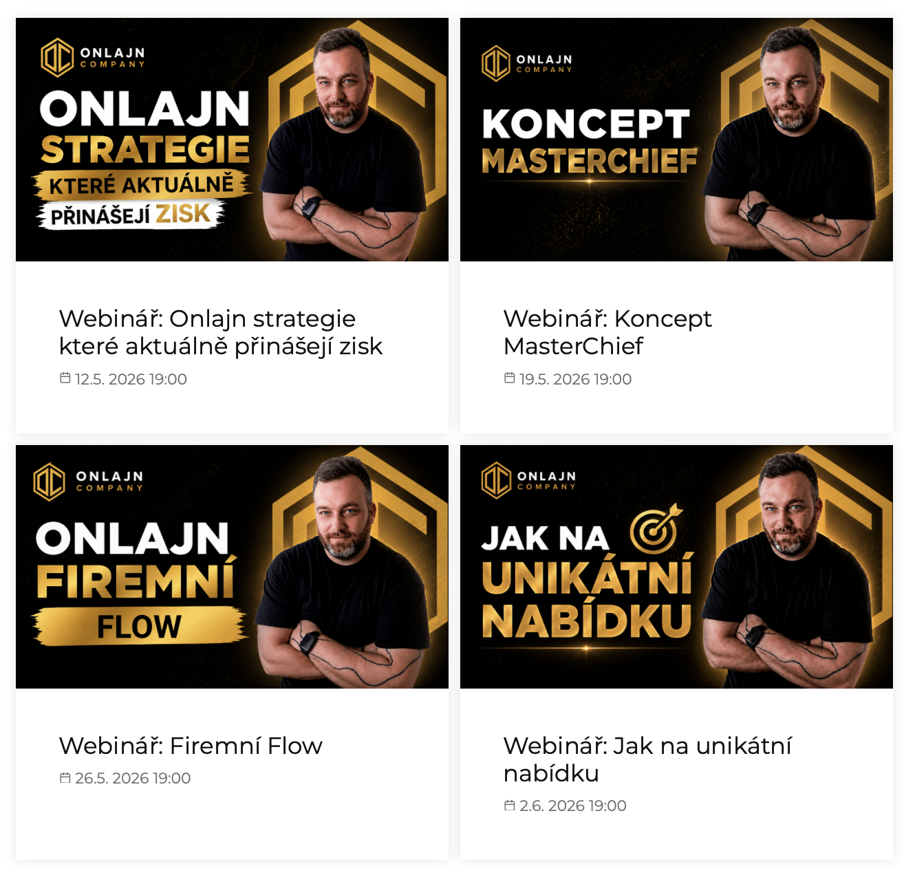 Náhled nadcházejících webinářů v členské sekci Onlajn Company